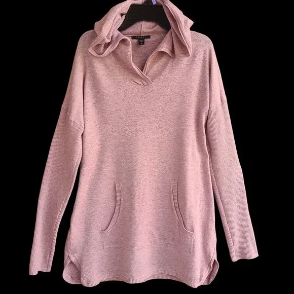 Cyrus Ladies' Drop Shoulder Ribbed Hem Pullover Hoodie Top Orchid Heather Size M - Picture 1 of 16